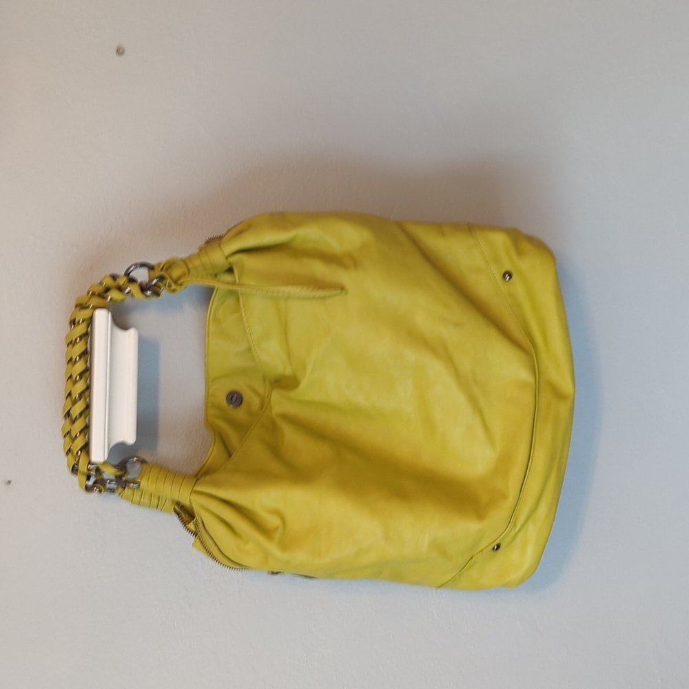 Large chartreuse purse